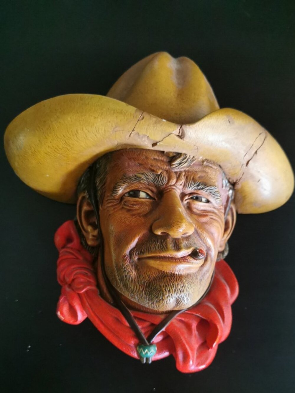 Bossons England Chalkware Cowboy Rawhide 1967 Wall Plaque